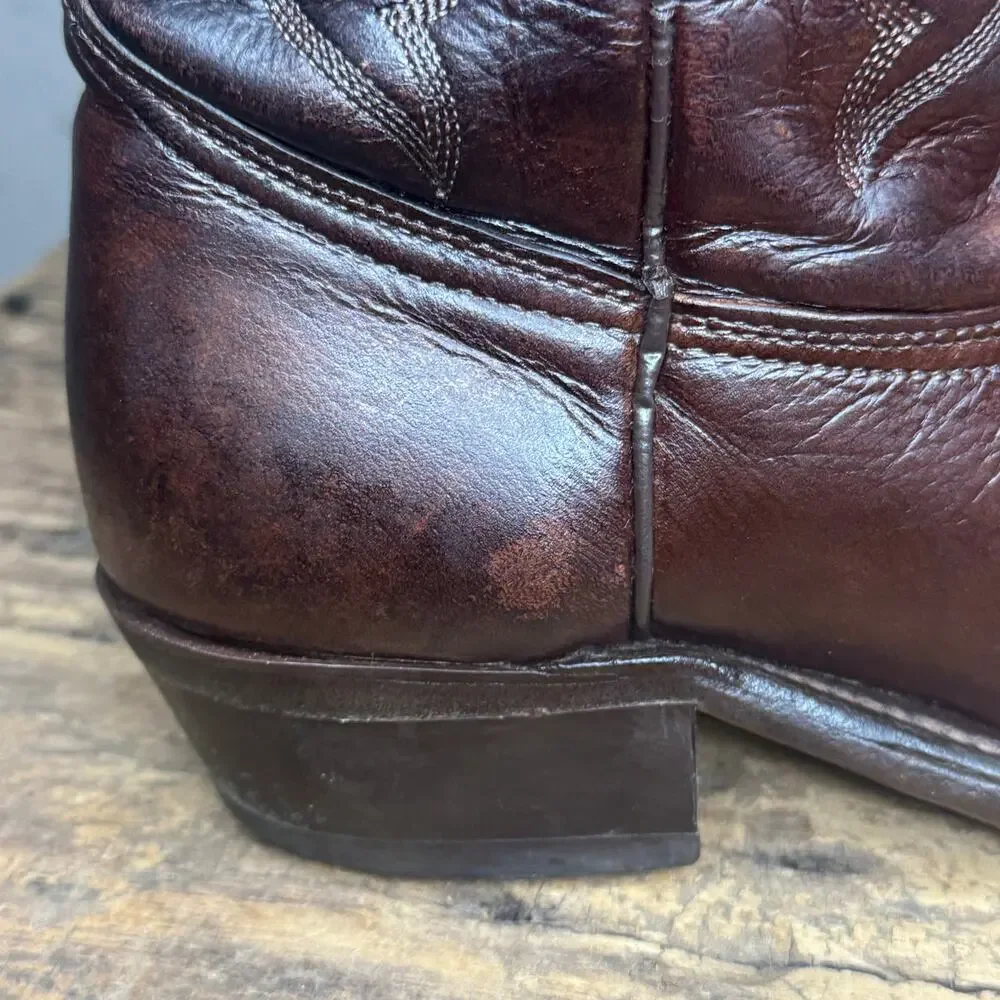 Vintage Wrangler USA Brown Leather Cowboy Western Boots Men's 9D